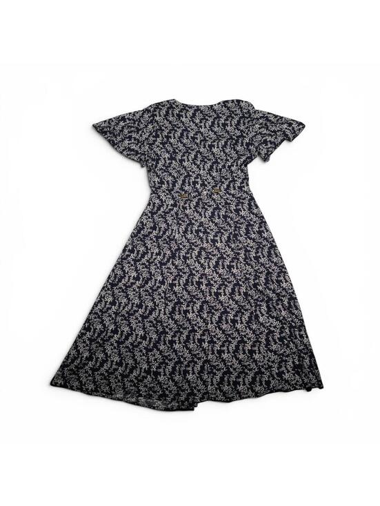 Jamie Brooke Dresses & Skirts - Vintage 90s Navy Blue Floral Rayon Button Down Dress Medium